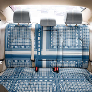 Comoros Back Car Seat Cover - Blue and White Traditional Geometric Pattern and National Flag Detail