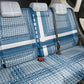 Comoros Back Car Seat Cover - Blue and White Traditional Geometric Pattern and National Flag Detail