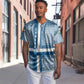 Comoros Baseball Jersey - Blue and White Traditional Geometric Pattern and National Flag Detail