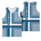 Comoros Basketball Jersey - Blue and White Traditional Geometric Pattern and National Flag Detail - African Pride