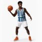 Comoros Basketball Jersey - Blue and White Traditional Geometric Pattern and National Flag Detail - African Pride