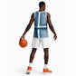 Comoros Basketball Jersey - Blue and White Traditional Geometric Pattern and National Flag Detail - African Pride