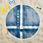 Comoros Beach Blanket - Blue and White Traditional Geometric Pattern and National Flag Detail