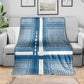 Comoros Blanket - Blue and White Traditional Geometric Pattern and National Flag Detail
