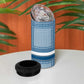 Comoros 4 in 1 Can Cooler Tumbler - Blue and White Traditional Geometric Pattern and National Flag Detail