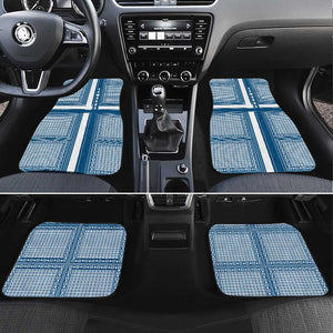 Comoros Car Mats - Blue and White Traditional Geometric Pattern and National Flag Detail