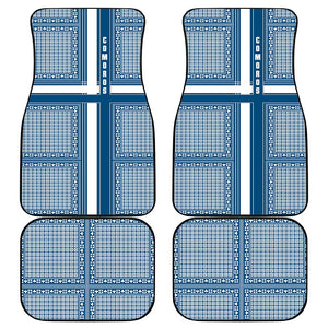 Comoros Car Mats - Blue and White Traditional Geometric Pattern and National Flag Detail