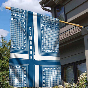 Comoros Garden Flag - Blue and White Traditional Geometric Pattern and National Flag Detail