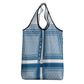Comoros Grocery Bag - Blue and White Traditional Geometric Pattern and National Flag Detail