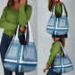 Comoros Grocery Bag - Blue and White Traditional Geometric Pattern and National Flag Detail