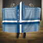 Comoros Hooded Blanket - Blue and White Traditional Geometric Pattern and National Flag Detail