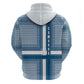 Comoros Hoodie - Blue and White Traditional Geometric Pattern and National Flag Detail