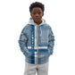 Comoros Kid Hoodie - Blue and White Traditional Geometric Pattern and National Flag Detail