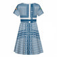Comoros Kid Short Sleeve Dress - Blue and White Traditional Geometric Pattern and National Flag Detail