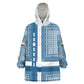 Comoros Kid Wearable Blanket Hoodie - Blue and White Traditional Geometric Pattern and National Flag Detail