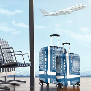 Comoros Luggage Cover - Blue and White Traditional Geometric Pattern and National Flag Detail