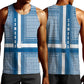 Comoros Men Tank Top - Blue and White Traditional Geometric Pattern and National Flag Detail