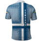 Comoros Polo Shirt - Blue and White Traditional Geometric Pattern and National Flag Detail