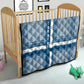 Comoros Quilt - Blue and White Traditional Geometric Pattern and National Flag Detail