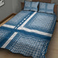 Comoros Quilt Bed Set - Blue and White Traditional Geometric Pattern and National Flag Detail