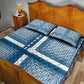 Comoros Quilt Bed Set - Blue and White Traditional Geometric Pattern and National Flag Detail