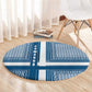 Comoros Round Carpet - Blue and White Traditional Geometric Pattern and National Flag Detail