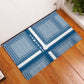Comoros Rubber Doormat - Blue and White Traditional Geometric Pattern and National Flag Detail