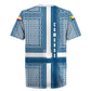 Comoros Rugby Jersey - Blue and White Traditional Geometric Pattern and National Flag Detail