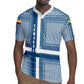 Comoros Rugby Jersey - Blue and White Traditional Geometric Pattern and National Flag Detail