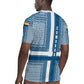 Comoros Rugby Jersey - Blue and White Traditional Geometric Pattern and National Flag Detail