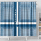 Comoros Shower Curtain - Blue and White Traditional Geometric Pattern and National Flag Detail