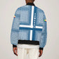 Comoros Sleeve Zip Bomber Jacket - Blue and White Traditional Geometric Pattern and National Flag Detail