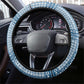 Comoros Steering Wheel Cover - Blue and White Traditional Geometric Pattern and National Flag Detail