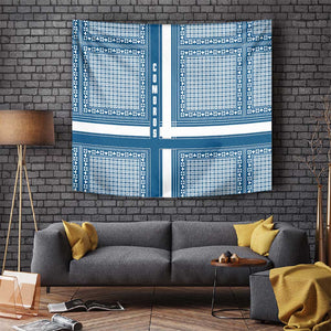 Comoros Tapestry - Blue and White Traditional Geometric Pattern and National Flag Detail