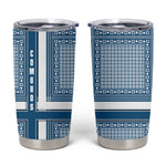 Comoros Tumbler Cup - Blue and White Traditional Geometric Pattern and National Flag Detail