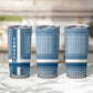 Comoros Tumbler Cup - Blue and White Traditional Geometric Pattern and National Flag Detail