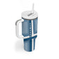 Comoros Tumbler With Handle - Blue and White Traditional Geometric Pattern and National Flag Detail