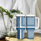 Comoros Tumbler With Handle - Blue and White Traditional Geometric Pattern and National Flag Detail