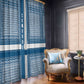 Comoros Window Curtain - Blue and White Traditional Geometric Pattern and National Flag Detail