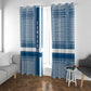 Comoros Window Curtain - Blue and White Traditional Geometric Pattern and National Flag Detail