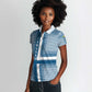 Comoros Women Polo Shirt - Blue and White Traditional Geometric Pattern and National Flag Detail