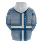 Comoros Zip Hoodie - Blue and White Traditional Geometric Pattern and National Flag Detail