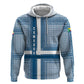 Comoros Zip Hoodie - Blue and White Traditional Geometric Pattern and National Flag Detail