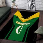 Comoros Area Rug - National Colors Green Yellow Black Crescent Moon and Stars Emblem