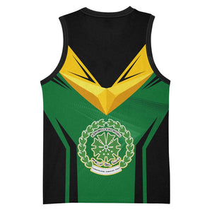 Comoros Basketball Jersey - National Colors Green Yellow Black Crescent Moon and Stars Emblem - African Pride