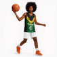 Comoros Basketball Jersey - National Colors Green Yellow Black Crescent Moon and Stars Emblem - African Pride