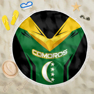 Comoros Beach Blanket - National Colors Green Yellow Black Crescent Moon and Stars Emblem