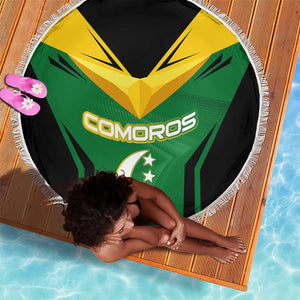 Comoros Beach Blanket - National Colors Green Yellow Black Crescent Moon and Stars Emblem