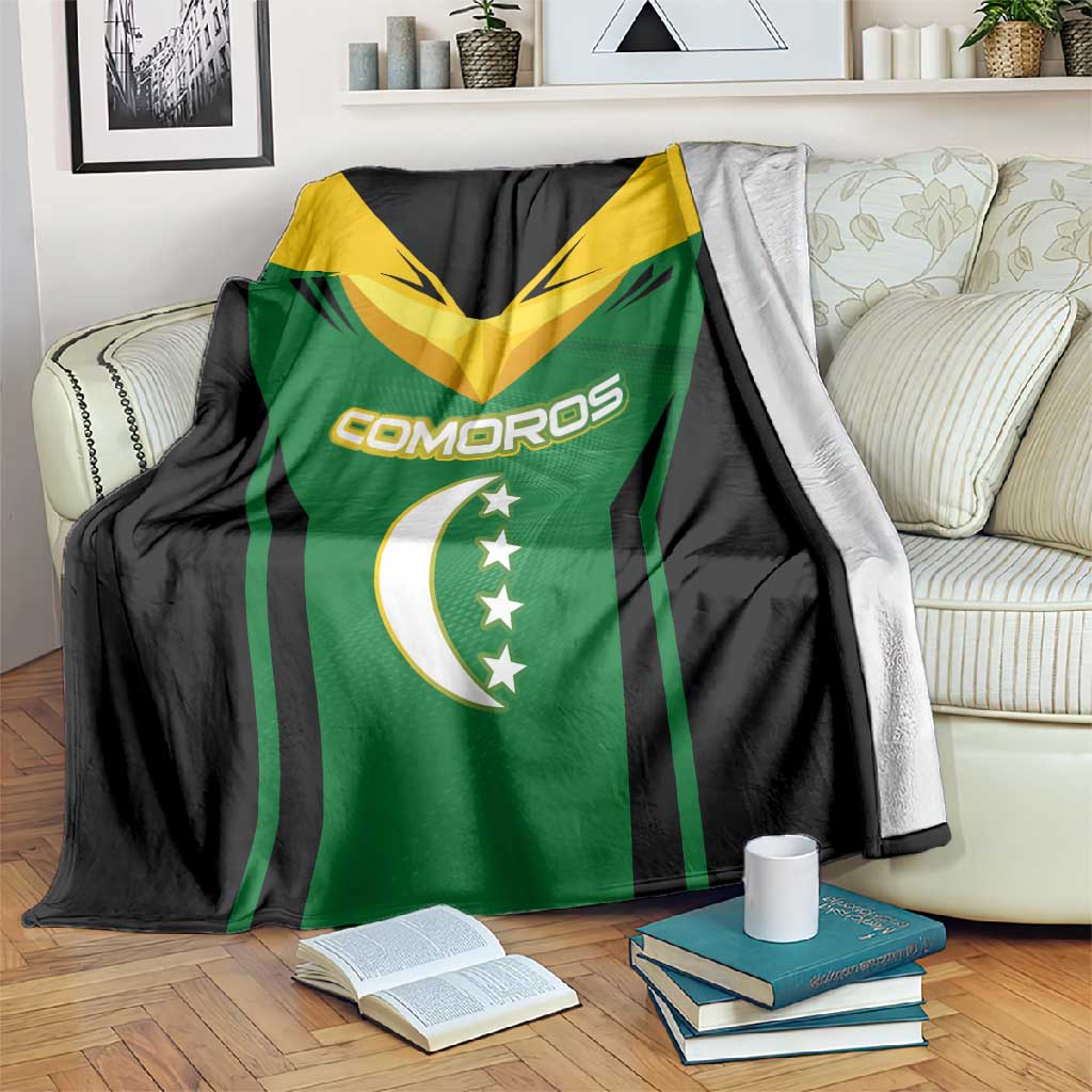 Comoros Blanket - National Colors Green Yellow Black Crescent Moon and Stars Emblem