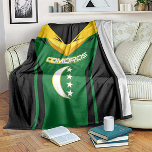 Comoros Blanket - National Colors Green Yellow Black Crescent Moon and Stars Emblem